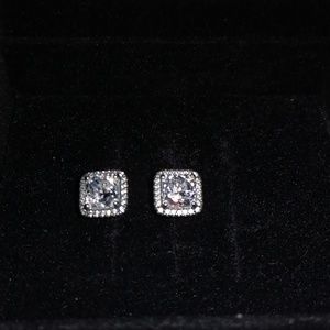 Pandora cz and sterling silver earrings
